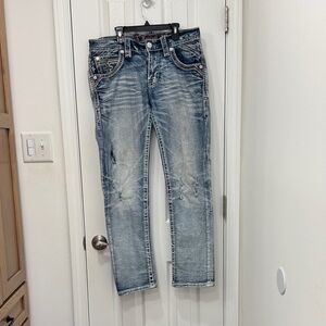 Rock Revival Elijah Men's distressed Blue Jeans 33w